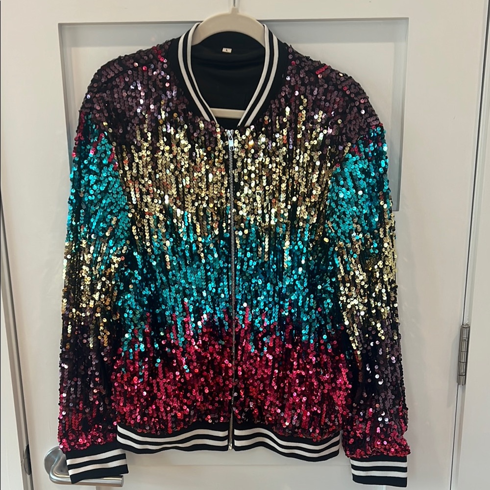 Sequin Multicolor Bomber Jacket